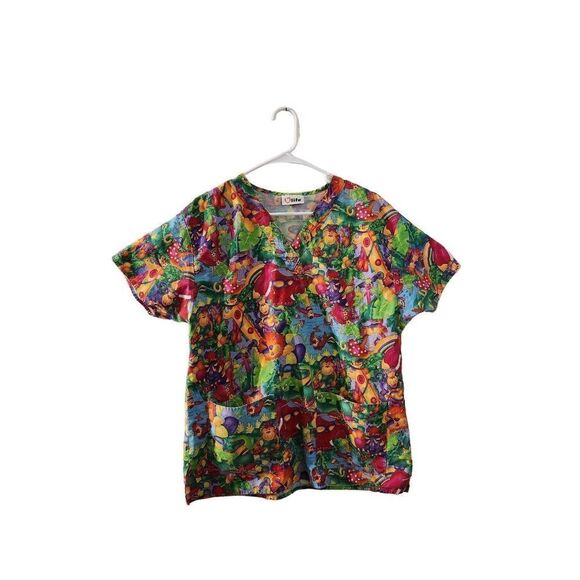 Life Scrub top L jungle animals giraffe - Picture 3 of 9